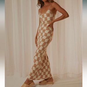 Knit Bodycon Checkered Midi/Maxi Dress